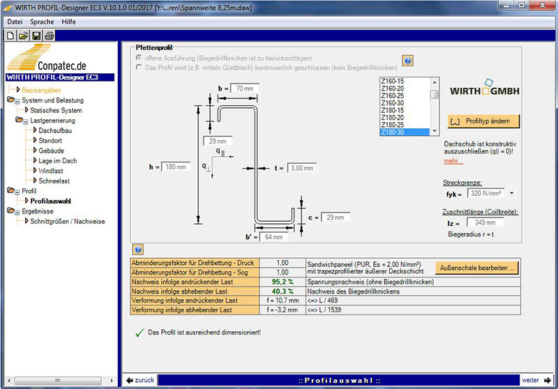 Abbildung: WIRTH Profildesigner